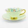 Picture of Vintage Shelley English Bone China 'Melody' Chintz Tea Cup & Saucer in Oleander Shape with Green Exterior