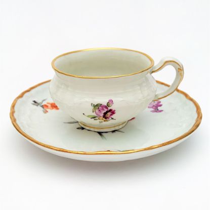 Picture of Antique 1830-1840 KPM Porcelain Demitasse Cup & Saucer with Floral Motif