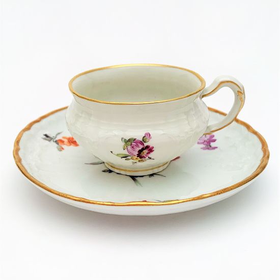 Picture of Antique 1830-1840 KPM Porcelain Demitasse Cup & Saucer with Floral Motif