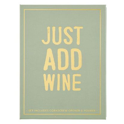 Picture of Faux Book 'Just Add Wine' Wine Serving Gift Set