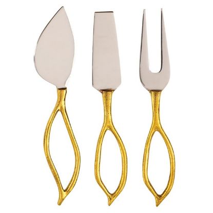 Picture of 3-Piece Golden Leaf Handled Cheese Server Set