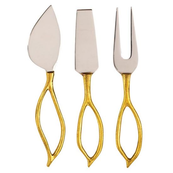 Picture of 3-Piece Golden Leaf Handled Cheese Server Set