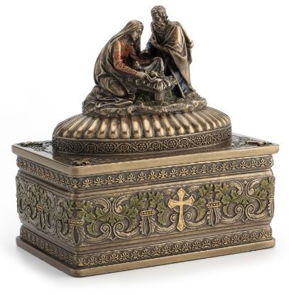 Picture of Cold Cast Bronze Nativity Scene Trinket Box