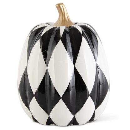 Picture of K&K Interiors Large Black & White Ceramic Pumpkin