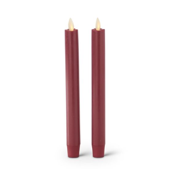 Picture of K&K Interiors Pair of 9.5" Burgundy Wax Luminara Indoor Taper Candles