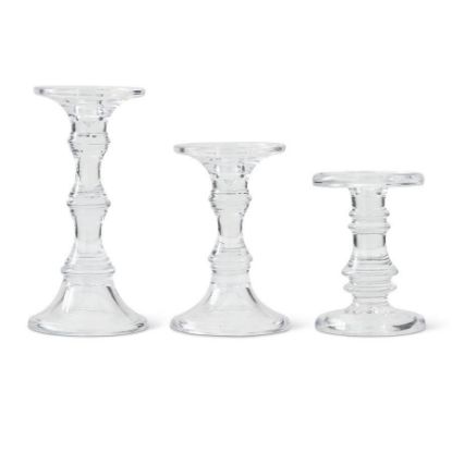 Picture of K&K Interiors Set of 3 Short Glass Candleholders