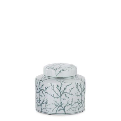 Picture of K&K Interiors Small White & Green Coral Ceramic Ginger Jar