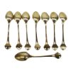 Picture of Antique Set of 8 Whiting Gold Washed Sterling Silver Demitasse Spoons with Enameled Flower Handles