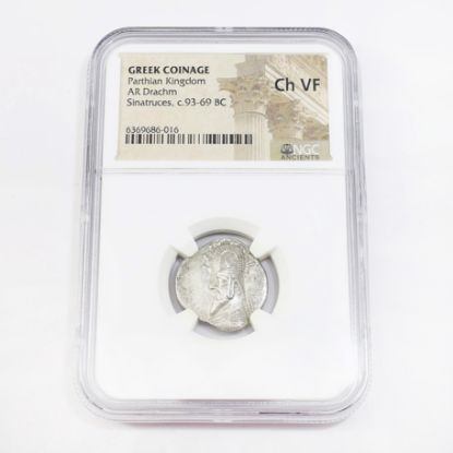 Picture of Sinatruces, Greek Coinage, c.93–69 BC, Parthian Kingdom, AR Drachm (NGC ChVF)