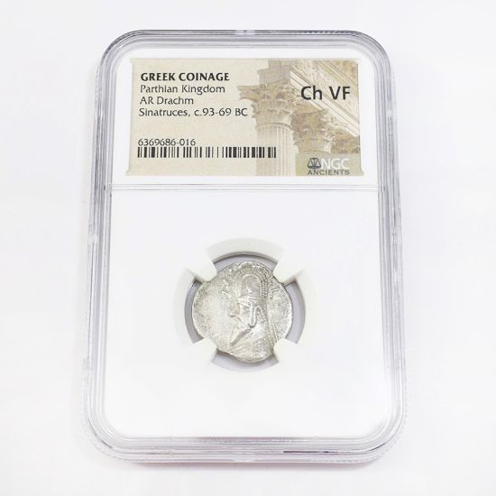 Picture of Sinatruces, Greek Coinage, c.93–69 BC, Parthian Kingdom, AR Drachm (NGC ChVF)