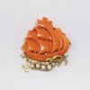 Picture of 14k Yellow Gold Coral & Cultured Pearl Ship Brooch 