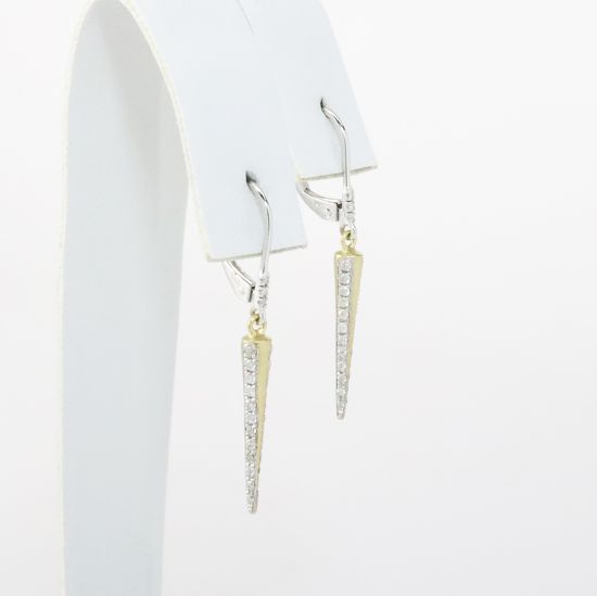 Picture of 14k Two Tone Gold Dangle Diamond Earrings 
