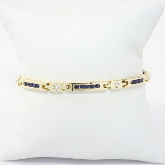 Picture of 14k Yellow Gold Sapphire & Diamond Bracelet 