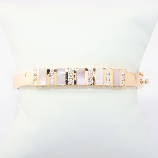 Picture of 14k Rose Gold Mother of Pearl & Diamond Bangle 