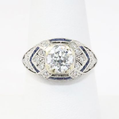 Picture of Antique Platinum Diamond & Sapphire Ring 