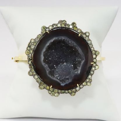Picture of 18k Yellow Gold Geode & Diamond Bangle Bracelet 