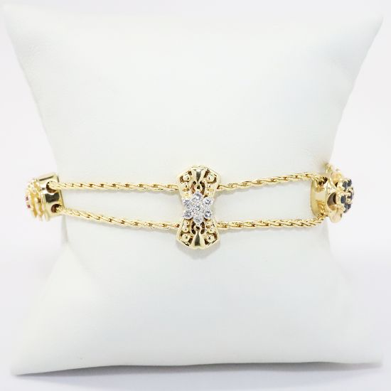 Picture of 14k Yellow Gold Opal & Diamond Slide Bracelet 