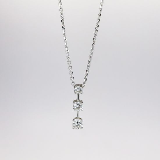 Picture of 14k White Gold Dangle Diamond Necklace 