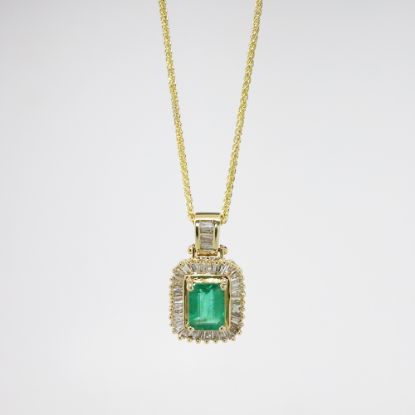 Picture of 14k Yellow Gold Emerald & Diamond Necklace 