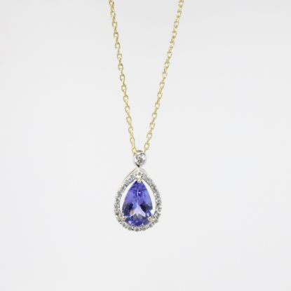 Picture of 14k Yellow Gold Tanzanite & Diamond Necklace 