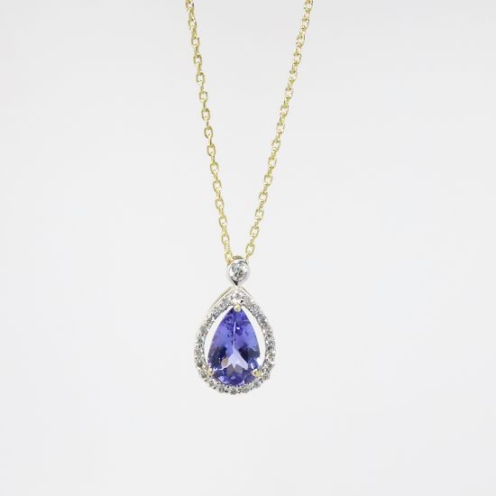 Picture of 14k Yellow Gold Tanzanite & Diamond Necklace 