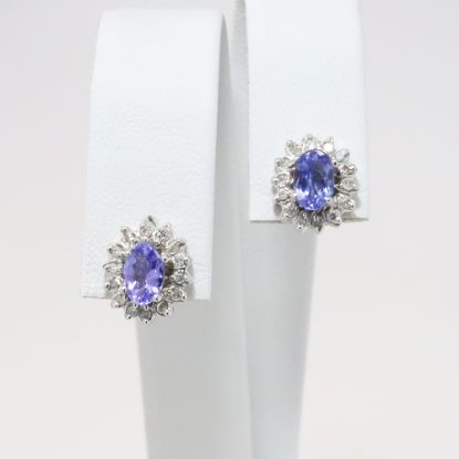 Picture of 14k White Gold Tanzanite & Diamond Studs 