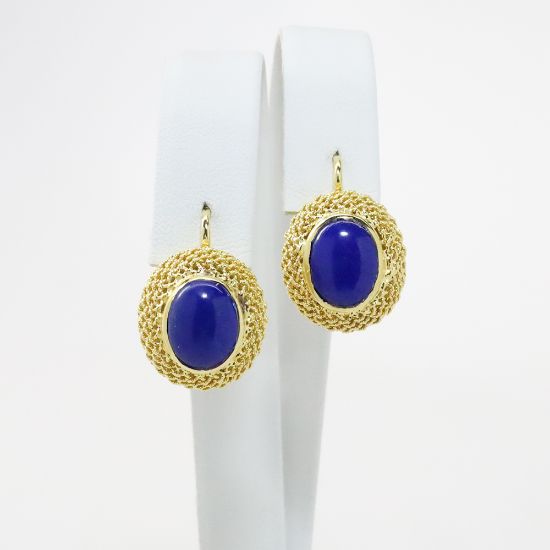 Picture of 18k Yellow Gold Lapis Lazuli Earrings 