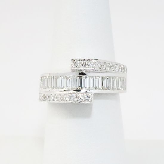 Picture of 14k White Gold & Mixed Cut Diamond Faux Bypass Ring