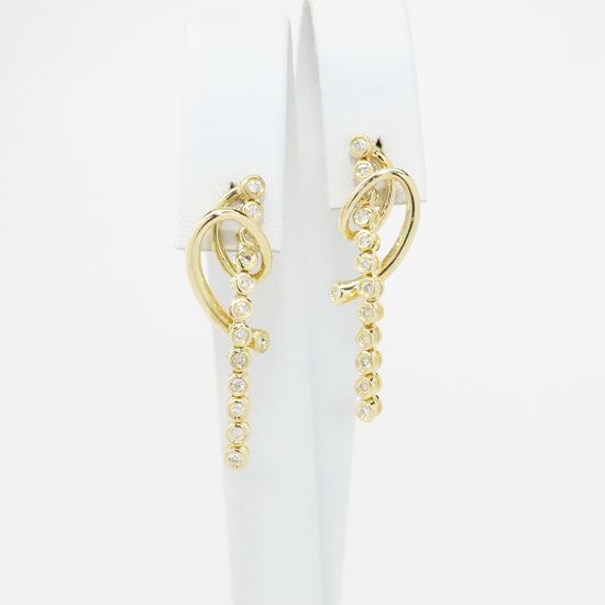 Picture of 14k Yellow Gold Diamond Dangle Earrings 