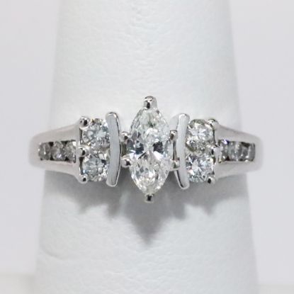 Picture of 14k White Gold .33CT Marguise Diamond Engagement Ring 