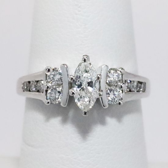 Picture of 14k White Gold .33CT Marguise Diamond Engagement Ring 