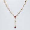 Picture of 14k Yellow Gold Pink Tourmaline, Diamond & Cultured Pearl Necklace 