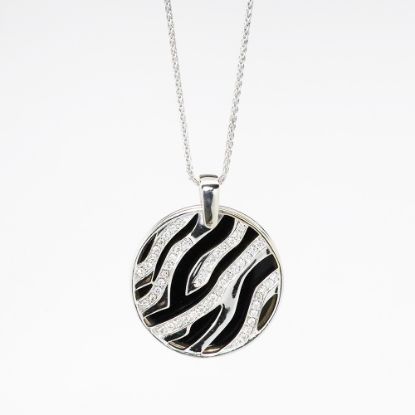 Picture of 18k White Gold Onyx & Diamond Necklace 