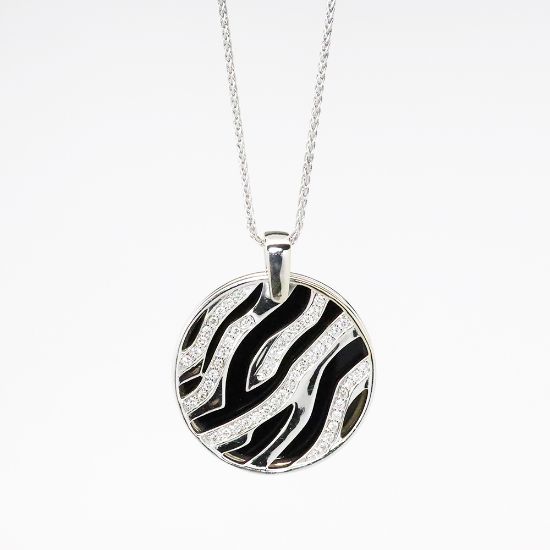 Picture of 18k White Gold Onyx & Diamond Necklace 