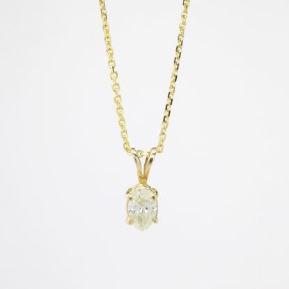 Picture of 14k Yellow Gold .65CT Oval Diamond Solitaire Necklace 