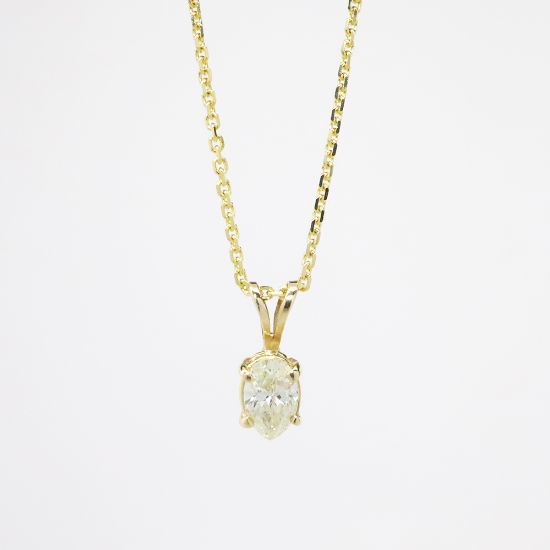 Picture of 14k Yellow Gold .65CT Oval Diamond Solitaire Necklace 