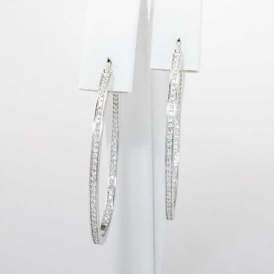 Picture of 14k White Gold Diamond Hoops 