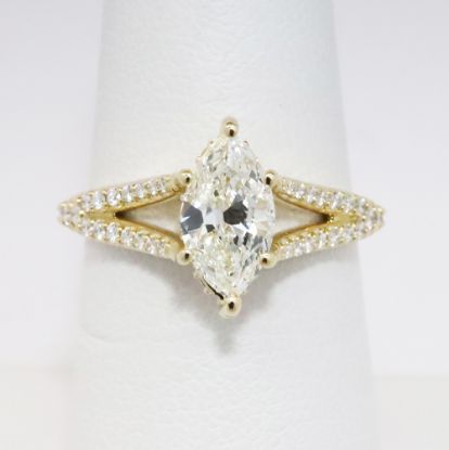 Picture of 14k Yellow Gold .82CT Marquise Brilliant Diamond Engagement Ring 