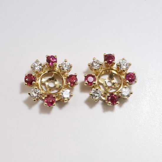 Picture of 14k Yellow Gold Ruby Diamond Earring Jackets 