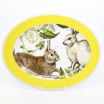 Picture of 'Spring Bunny' Yellow Rimmed Oval Platter