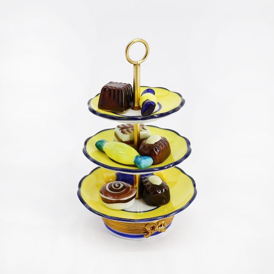 Picture of Limoges Porcelain 3-Tier Stand with Removable Candies Trinket Box