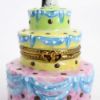 Picture of Limoges Porcelain Multicolored Wedding Cake with Bride & Groom Topper Trinket Box