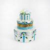 Picture of Limoges Porcelain Iridescent Wedding Cake with Blue & Yellow Roses Trinket Box 