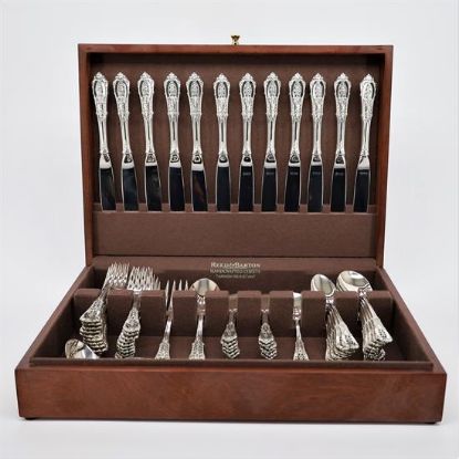 Picture of Wallace 'Rose Point' 79-Piece Sterling Silver Flatware Set with Chest