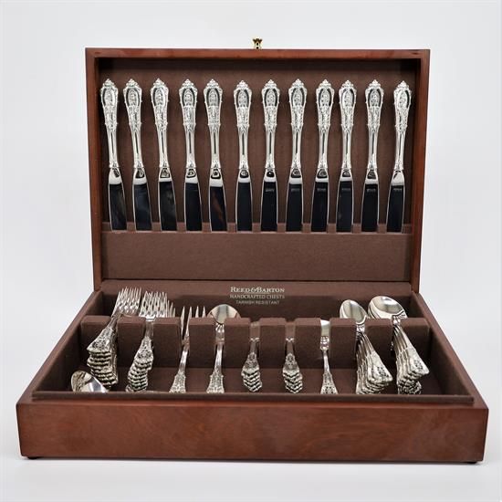 Picture of Wallace 'Rose Point' 79-Piece Sterling Silver Flatware Set with Chest
