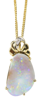 Picture of 18k Yellow Necklace with Gold, Boulder Opal & Diamond Pendant