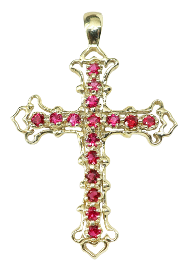 Picture of 2.50ct Ruby Cross Pendant in 14k Yellow Gold
