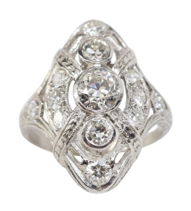 Picture of Antique Art Deco Platinum & Diamond Ring, 1.00ct