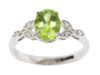 Picture of 14k White Gold, Oval Cut Peridot & Diamond Ring