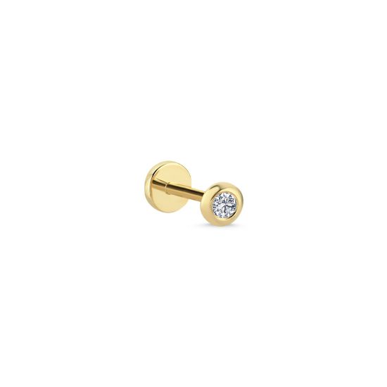 Picture of 14k Yellow Gold Bezel Diamond Tragus Earring
